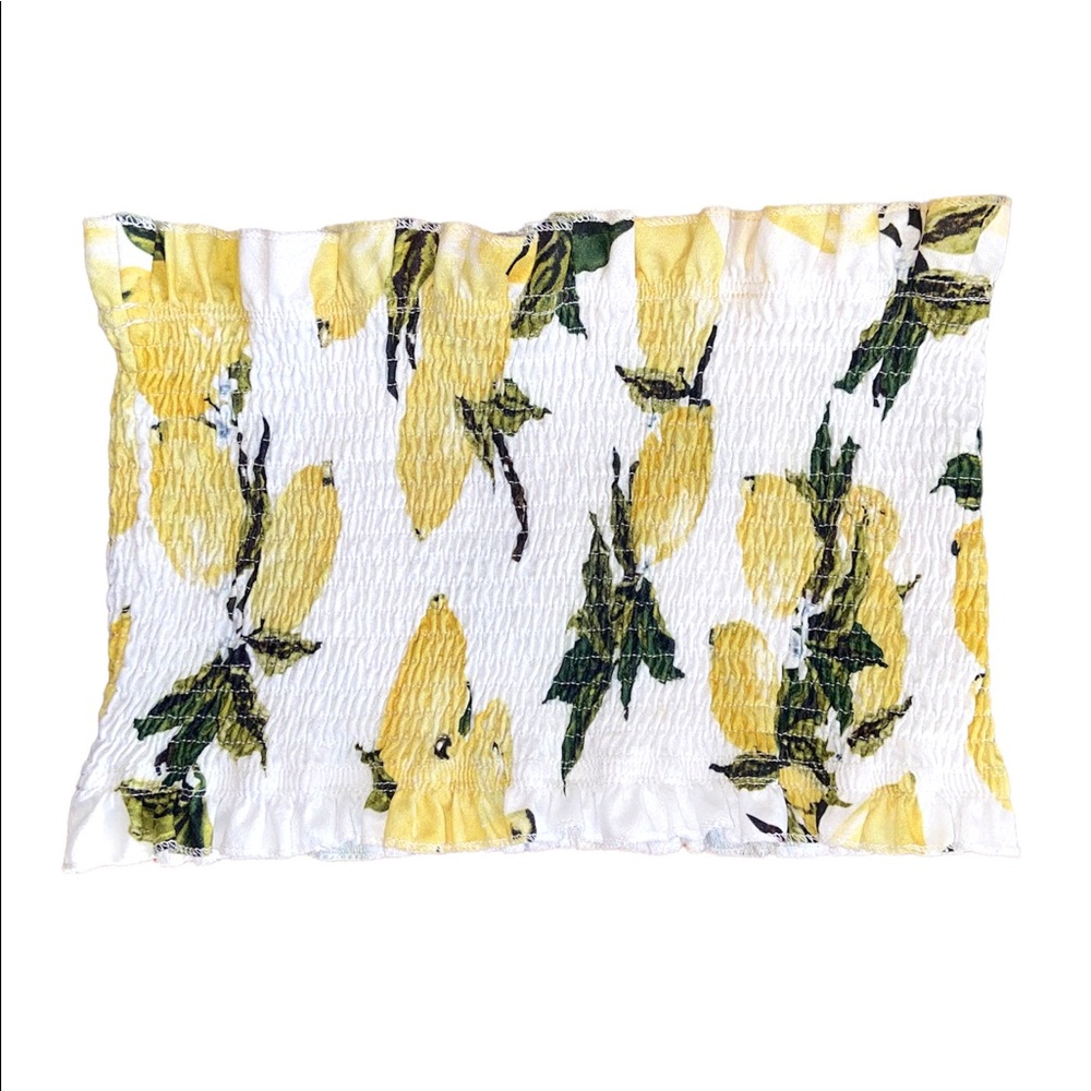 SUMMERY, STRETCHY BANDEAU TOP/TUBE TUP SIZE XL - WHITE, YELLOW, AND GREEN COLOR